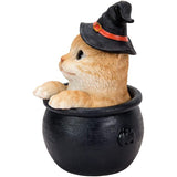 6" Witches's Orange Tabby in Cauldron Figurine - Magick Magick.com