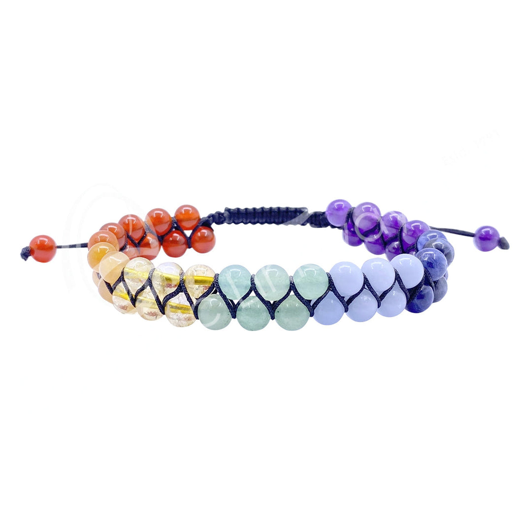6 mm Adjustable Bracelet Round Beads - Double Row - Chakra - Magick Magick.com
