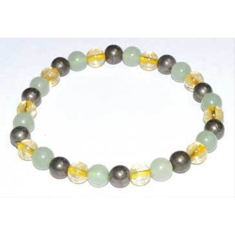 6 mm Elastic Bracelet Round Beads - Green Aventurine, Citrine, Pyrite - Magick Magick.com