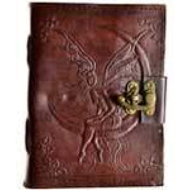 6" x 8" Fairy Moon Leather Blank Book with Latch - Magick Magick.com