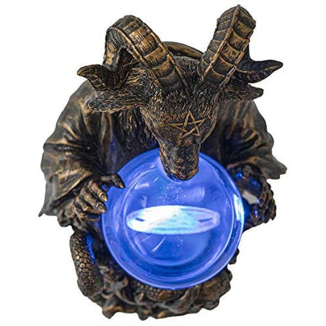 6.25" Baphomet Sabbatic Goat Statue with 3D LED Gazing Ball - Magick Magick.com