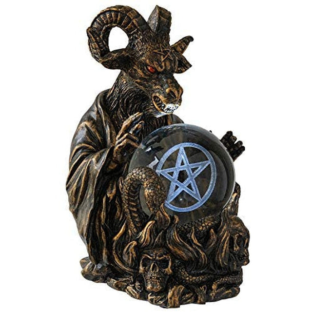 6.25" Baphomet Sabbatic Goat Statue with 3D LED Gazing Ball - Magick Magick.com