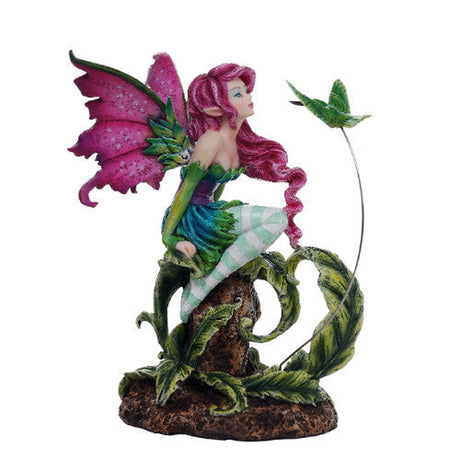 6.25" Fairy Statue - Flirting Fairy with Hummingbird - Magick Magick.com