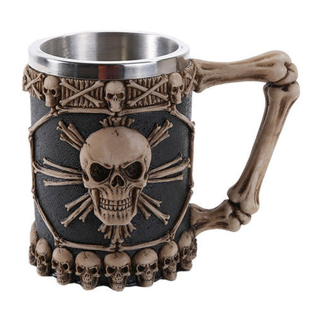 6.25" Stainless Steel Resin Mug - Ossuary Skull - Magick Magick.com
