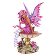 6.5" Fairy Statue - Magenta Fairy on Mushroom - Magick Magick.com