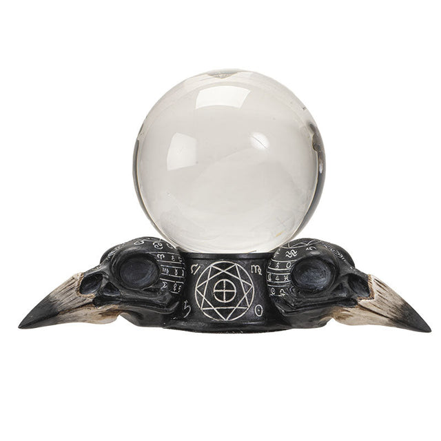 6.5" Raven Skulls Crystal Ball - Magick Magick.com