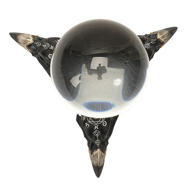 6.5" Raven Skulls Crystal Ball - Magick Magick.com