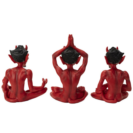 6.5" Red Devil Statue - Yoga (Set of 3) - Magick Magick.com