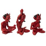 6.5" Red Devil Statue - Yoga (Set of 3) - Magick Magick.com