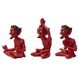 6.5" Red Devil Statue - Yoga (Set of 3) - Magick Magick.com