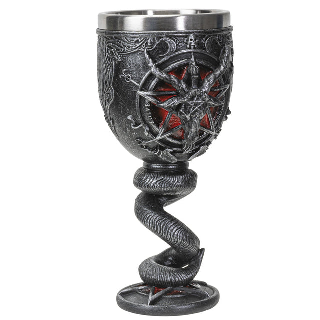 6.5" Resin & Stainless Steel Chalice / Goblet - Baphomet Chalice - Magick Magick.com