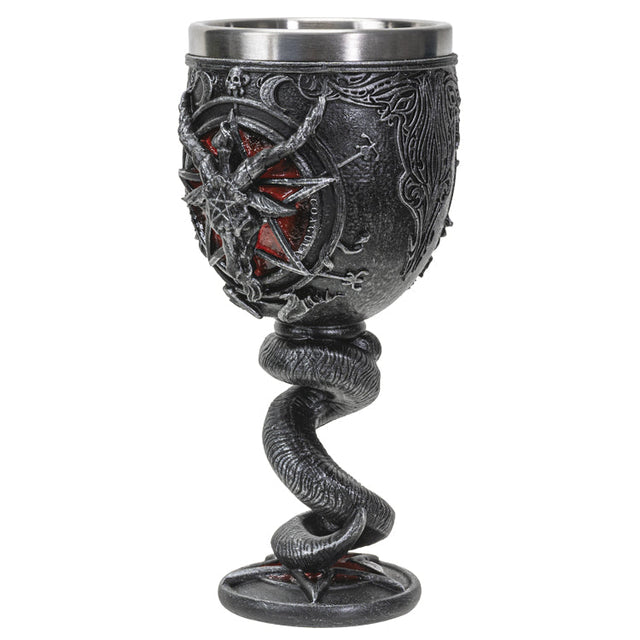 6.5" Resin & Stainless Steel Chalice / Goblet - Baphomet Chalice - Magick Magick.com