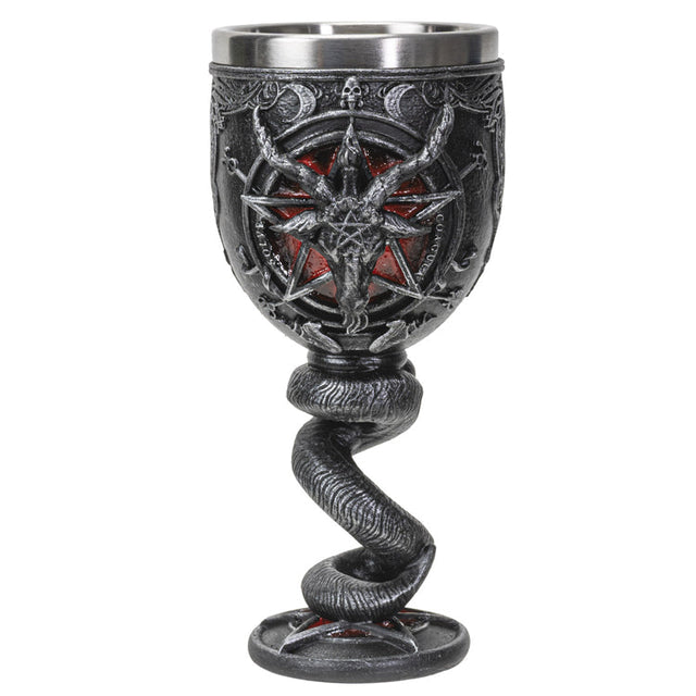 6.5" Resin & Stainless Steel Chalice / Goblet - Baphomet Chalice - Magick Magick.com