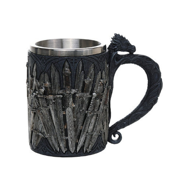 6.5" Stainless Steel Resin Mug - Dragon Swords - Magick Magick.com