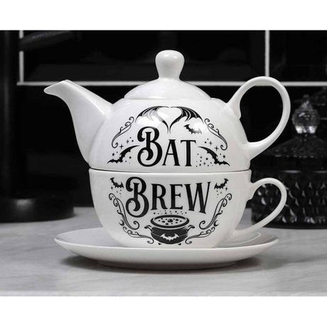 6.5" Tea Cup and Saucer Set - Bat Brew - Magick Magick.com