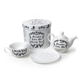 6.5" Tea Cup and Saucer Set - Freaks Like Me Drink Tea - Magick Magick.com