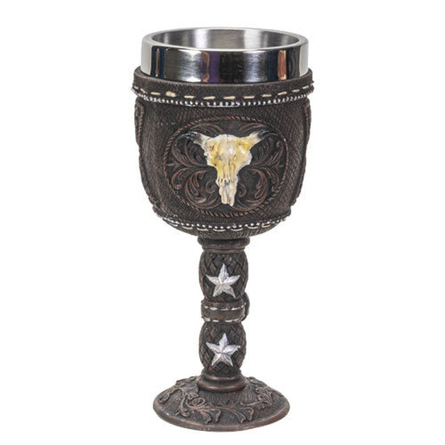 6.75" Chalice / Goblet - Western Cow Skull - Magick Magick.com