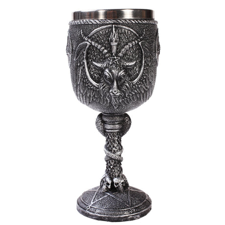 6.75" Resin & Stainless Steel Chalice / Goblet - Baphomet - Magick Magick.com