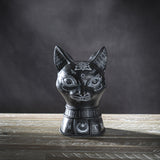 6.8" Black Cat Head Bust Statue - Magick Magick.com