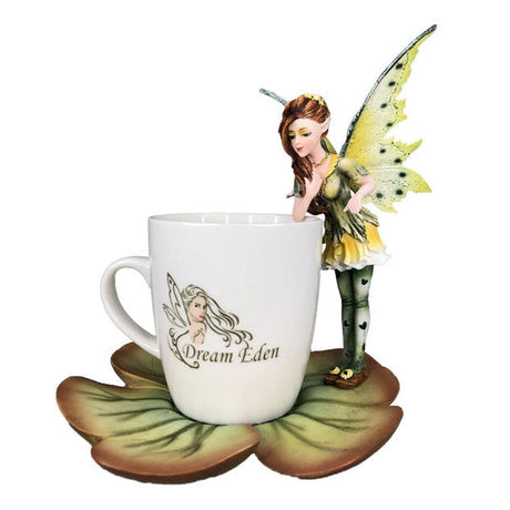 6.8" Green Fairy with Ceramic Cup - Magick Magick.com
