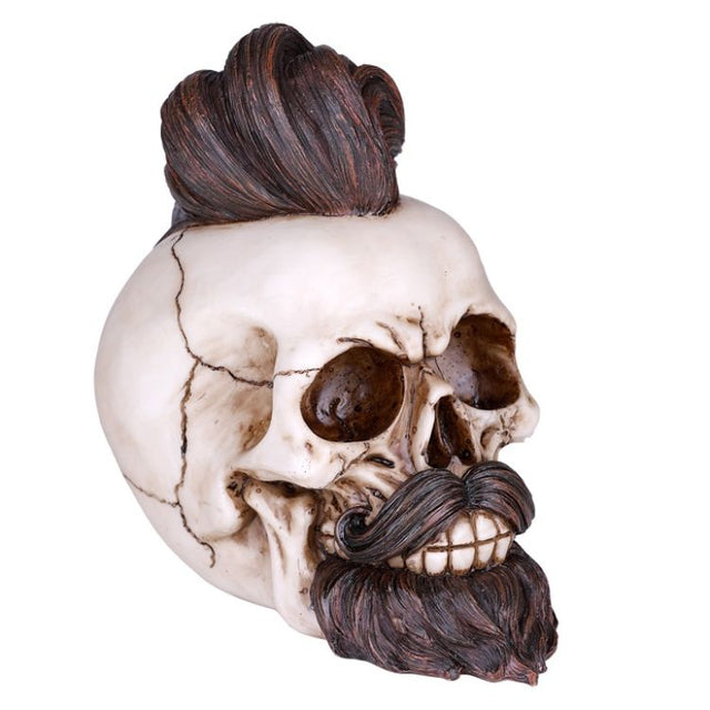 6.8" Skull with Hair and Beard Statue - Magick Magick.com