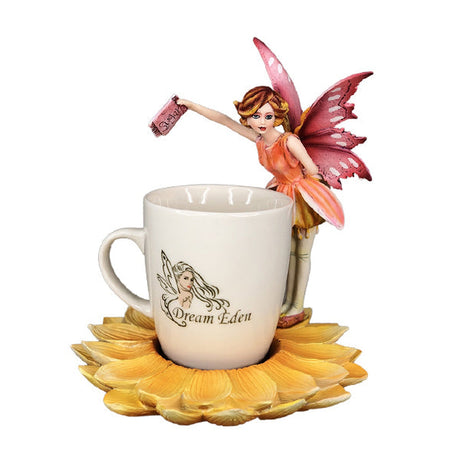 6.9" Red Fairy with Ceramic Cup - Magick Magick.com