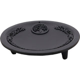 7" Cast Iron Offering Plate Incense Holder - Tree of Life - Magick Magick.com