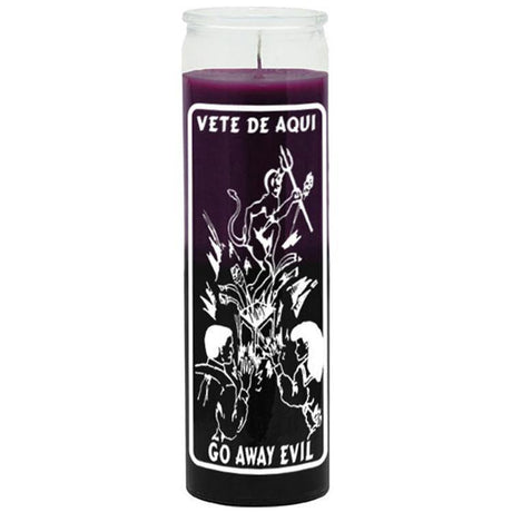7 Day Glass Candle 2 Color Go Away Evil - Purple / Black - Magick Magick.com