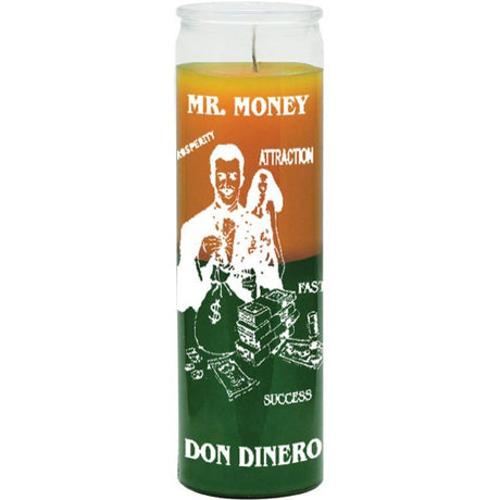 7 Day Glass Candle 2 Color Mr. Money - Gold & Green - Magick Magick.com