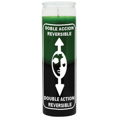7 Day Glass Candle 2 Color Reversible - Green / Black - Magick Magick.com