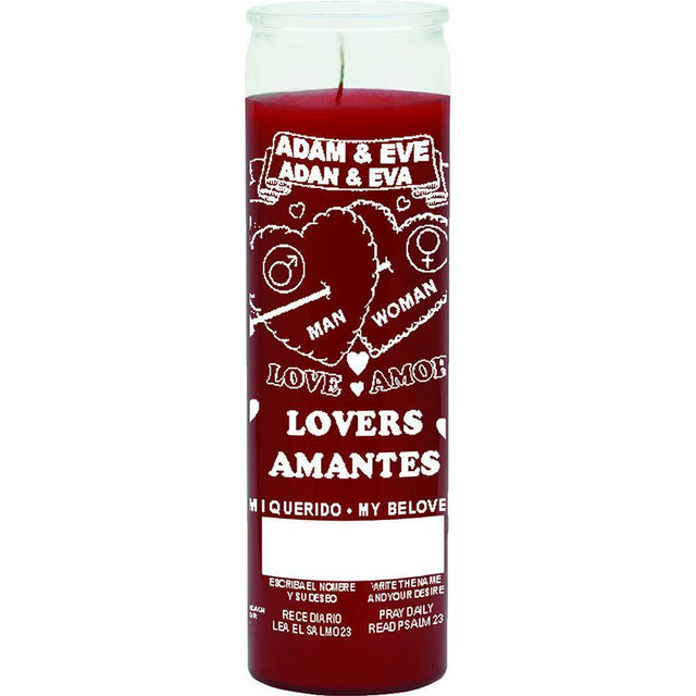 7 Day Glass Candle Adam & Eve - Red - Magick Magick.com