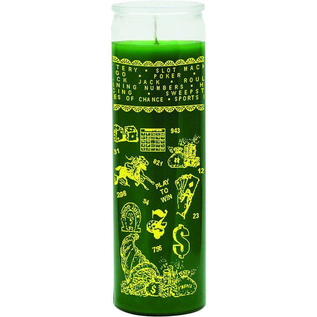 7 Day Glass Candle Casino Jackpot / Lucky Gambler - Green - Magick Magick.com