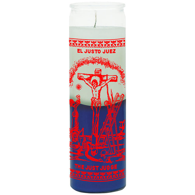 7 Day Glass Candle Just Judge - White/Blue - Magick Magick.com