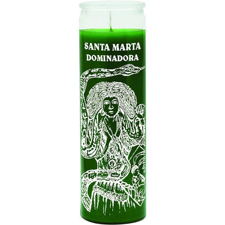 7 Day Glass Candle Martha Dominadora - Green - Magick Magick.com