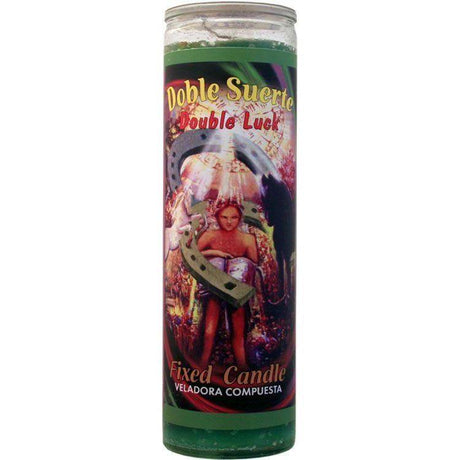 7 Day Glass Candle Mystical Fixed - Double Luck - Green - Magick Magick.com