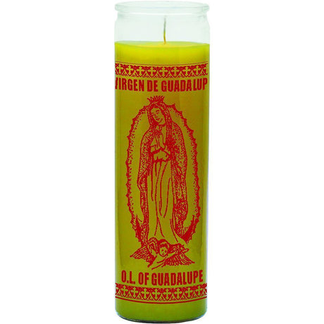 7 Day Glass Candle Our Lady Guadalupe - Yellow - Magick Magick.com