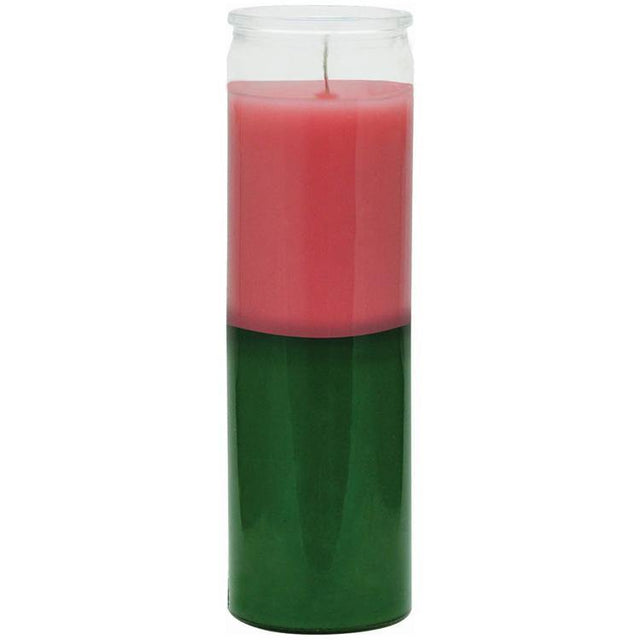 7 Day Glass Candle Plain Pink / Green - Magick Magick.com
