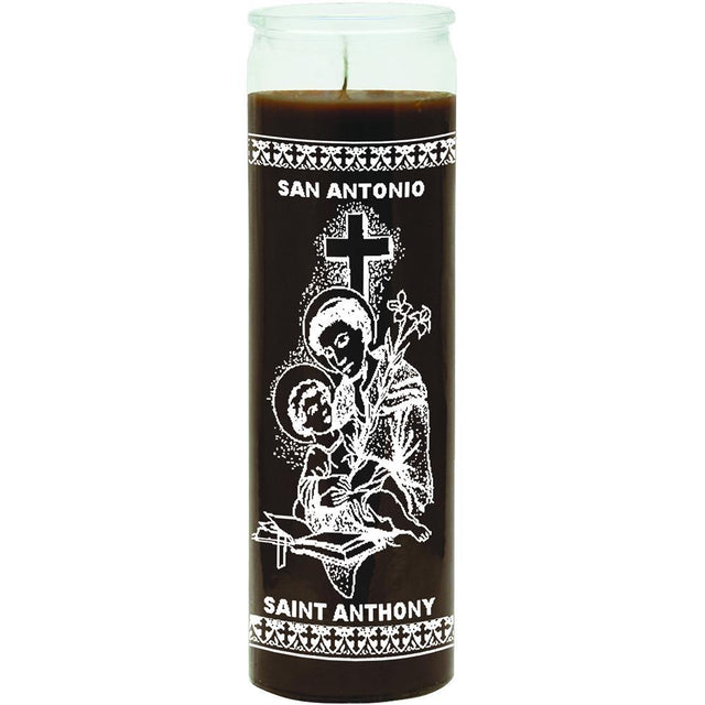 7 Day Glass Candle Religious St. Anthony - Brown - Magick Magick.com