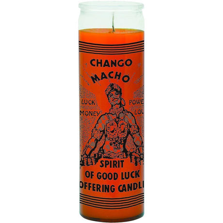 7 Day Glass Candle Spirit of Good Luck / Chango Macho - Orange - Magick Magick.com