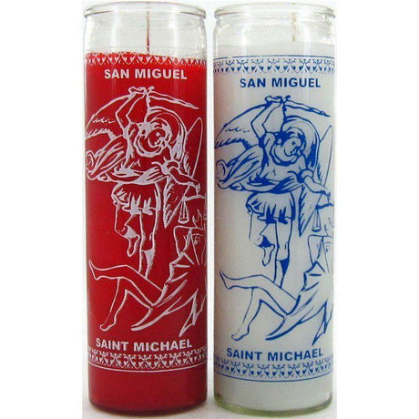 7 Day Glass Candle St. Michael - White - Magick Magick.com