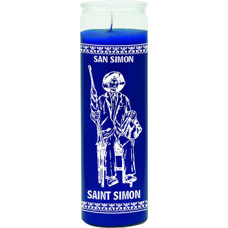 7 Day Glass Candle St. Simon - Blue - Magick Magick.com