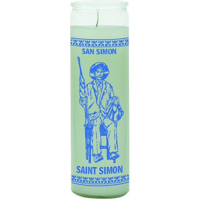 7 Day Glass Candle St. Simon - White - Magick Magick.com