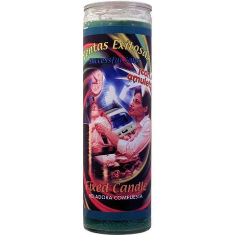 7 Day Glass Candle Velas Misticas - Successful Sales - Green - Magick Magick.com