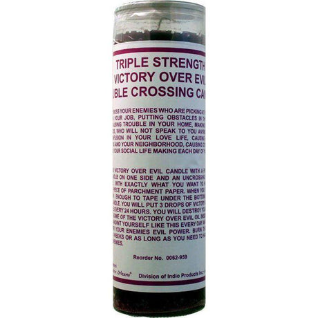 7 Day Glass Dressed Candle - Victory Over Evil Double Crossing - Purple - Magick Magick.com
