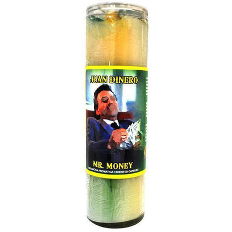 7 Day Glass Scented Cocktail Candle - Mr. Money - Green, White & Yellow - Magick Magick.com