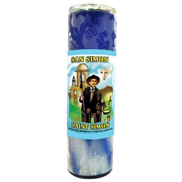 7 Day Glass Scented Cocktail Candle - St. Simon - Blue - Magick Magick.com