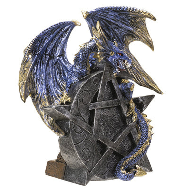 7" Dragon on Pentagram Moon Statue - Magick Magick.com