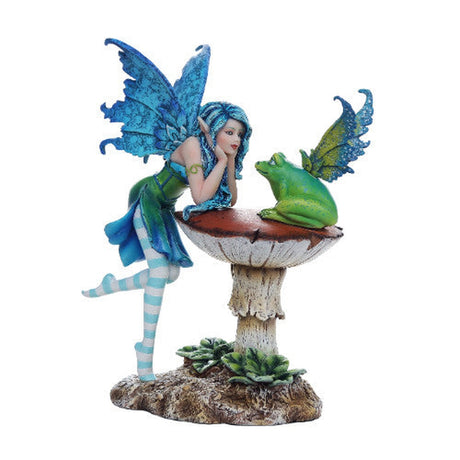 7" Fairy Statue - Blue Fairy Frog Gossip - Magick Magick.com