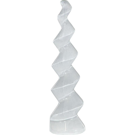 7" Gemstone Carved Standing Twist - Selenite - Magick Magick.com