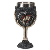 7" Resin & Stainless Steel Chalice / Goblet - Skeleton Couple - Magick Magick.com